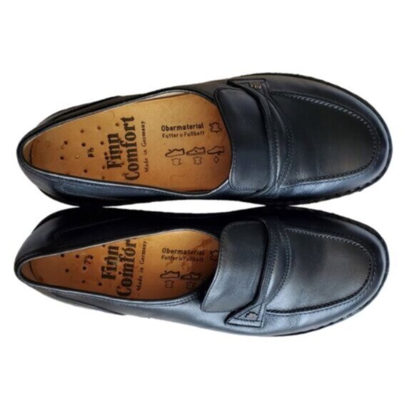 Finn Comfort Toledo Black Leather Slip on City Shoes - Picture 3 of 12